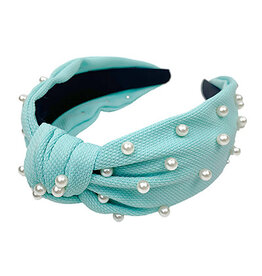 Pearl Knot Headband in Aqua
