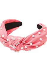 Pearl Knot Headband in Coral Pink