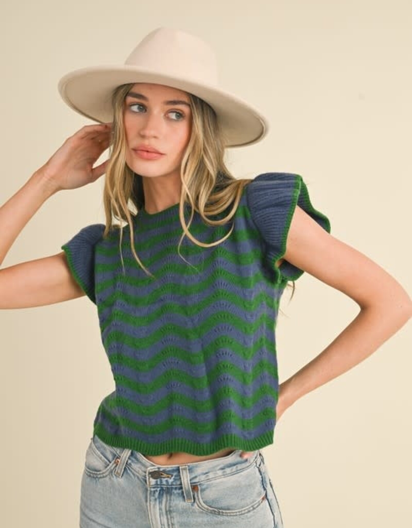 Addison Sweater Top in Blue