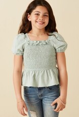 Hayden Anna Smocked Top in Sage