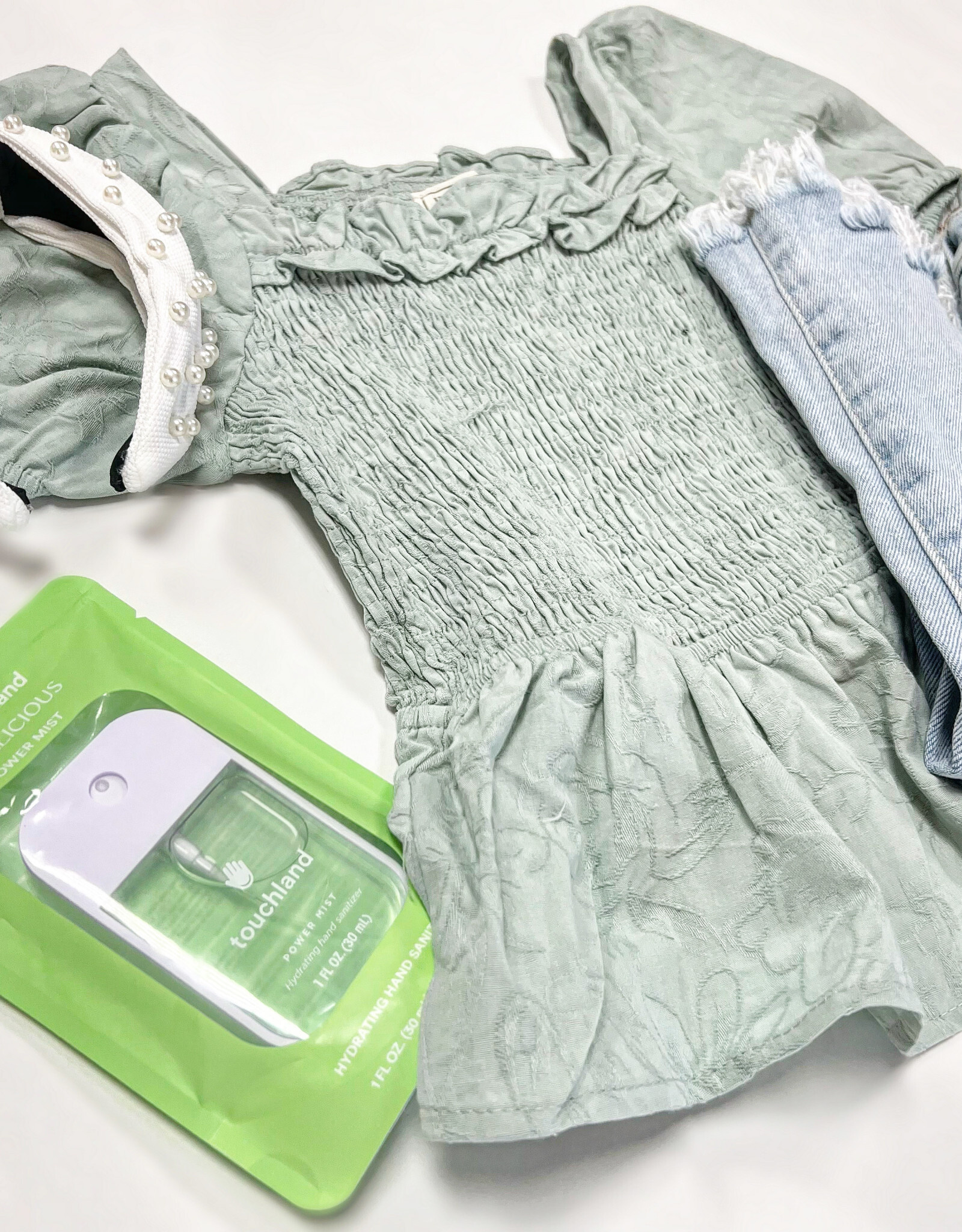 Hayden Anna Smocked Top in Sage