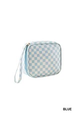 Checker Cosmetic Bag in Blue