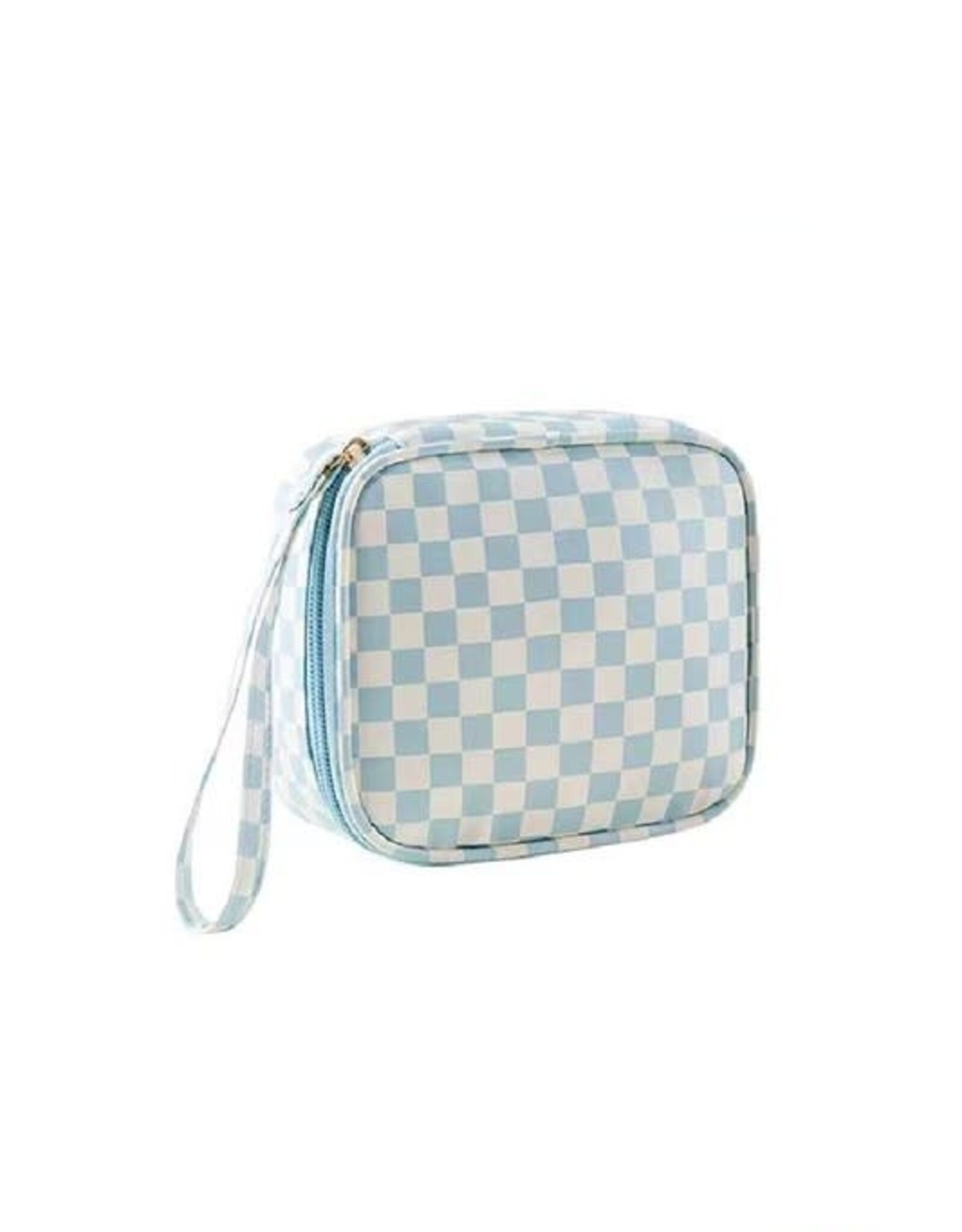 Checker Cosmetic Bag in Blue