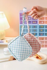Checker Cosmetic Bag in Blue