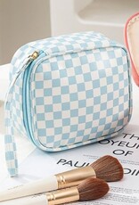Checker Cosmetic Bag in Blue