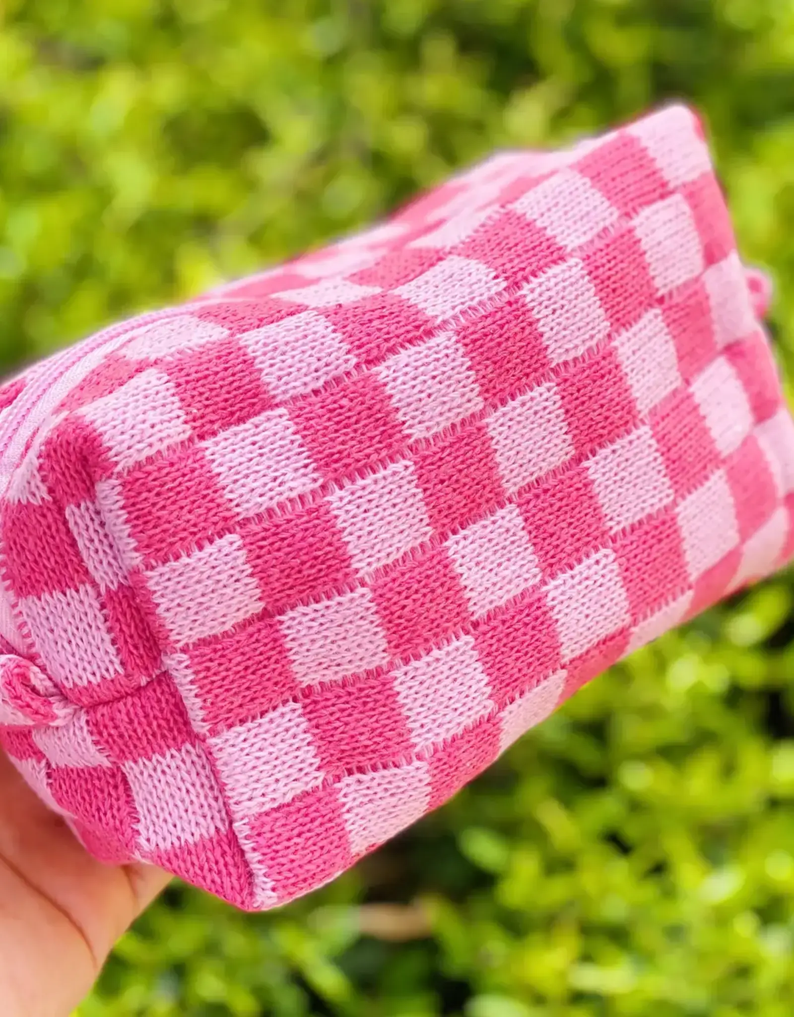 Check Yourself Cosmetic Bag in Pink