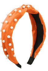 Pearl Knot Headband in Orange