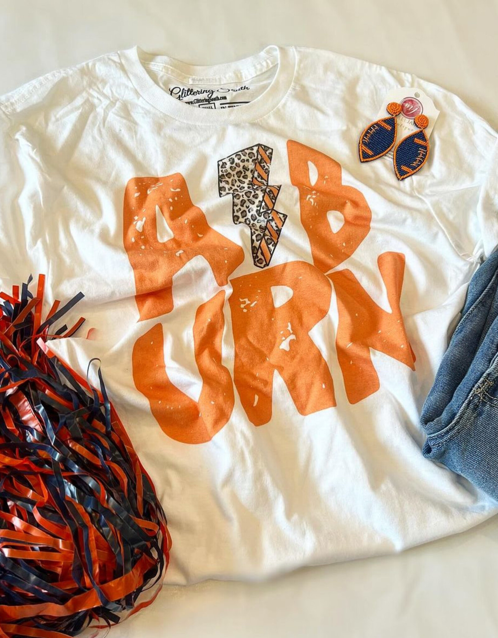 Auburn Lightning Tee in White