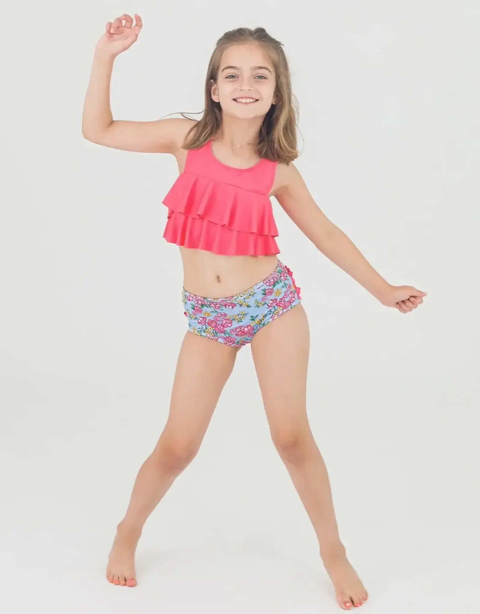 RuffleButts Cheerful Blooms Flounce Two Piece Swim
