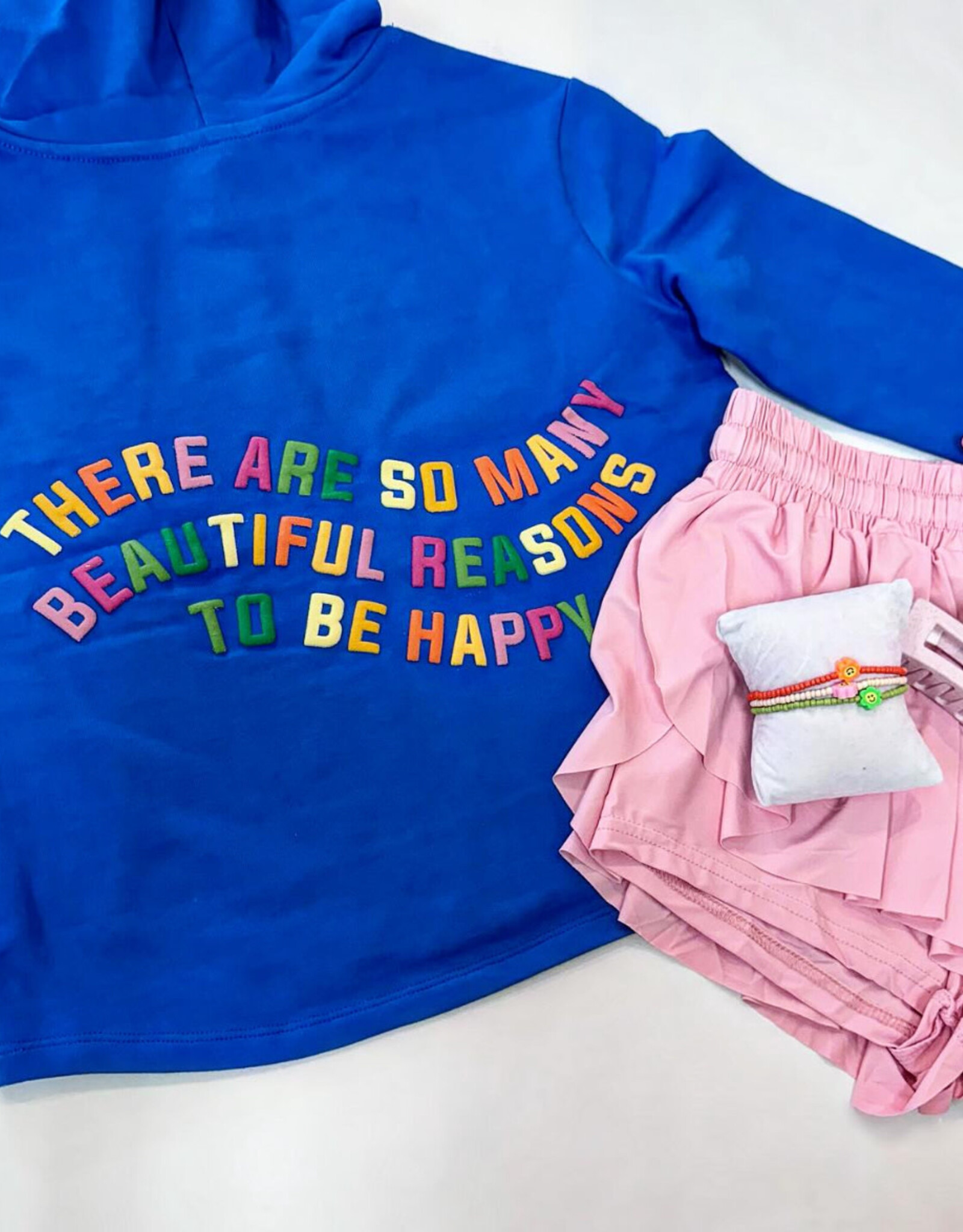 Paper Flower So Many Reason to be Happy Hoodie in Blue