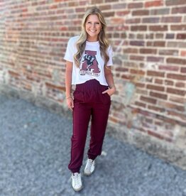 Elastic Waist Jogger in Burgundy