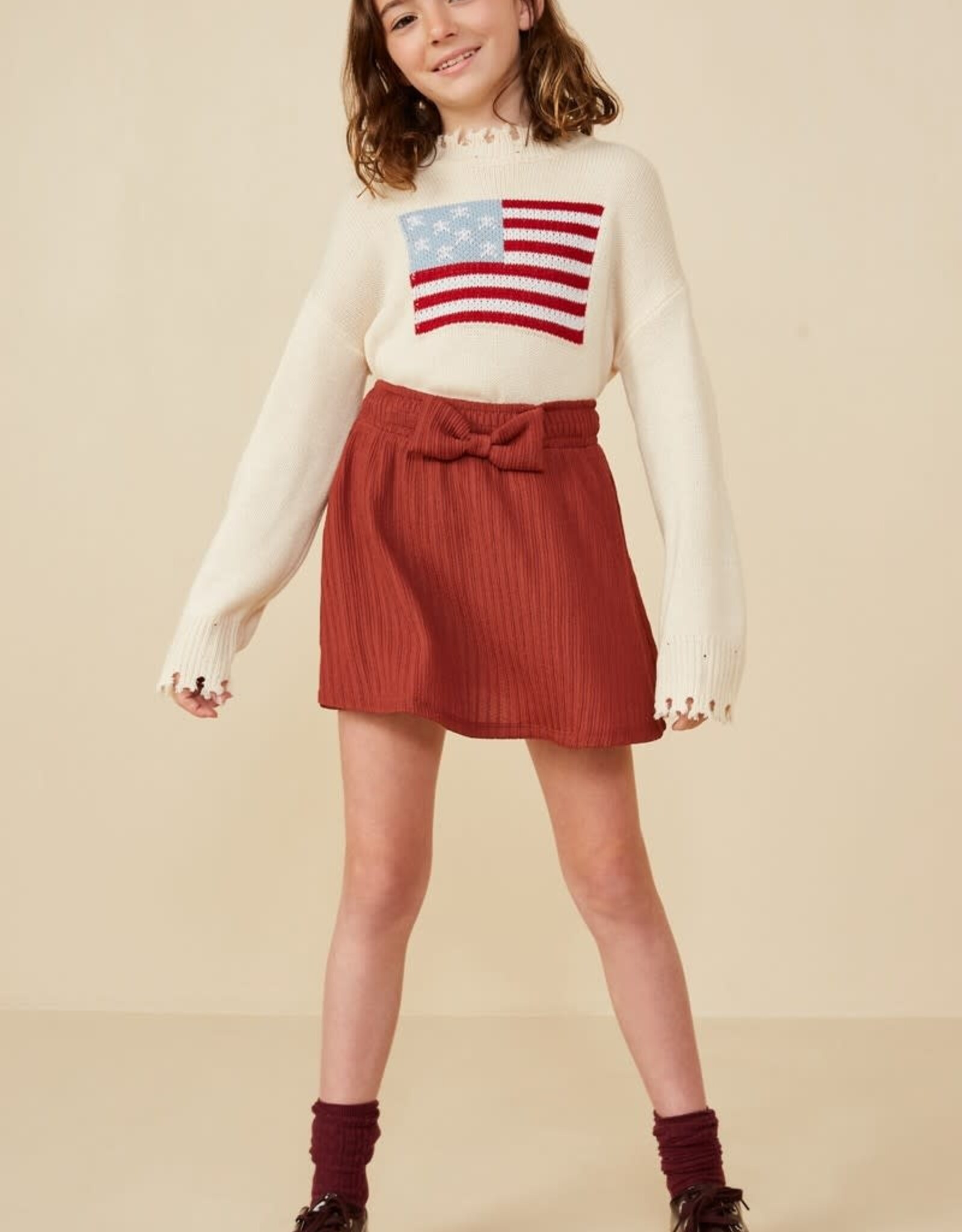 Hayden Lucy Bow Detail Skirt in Burgundy