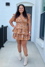 entro Carmen Dress in Brown Floral