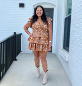 entro Carmen Dress in Brown Floral