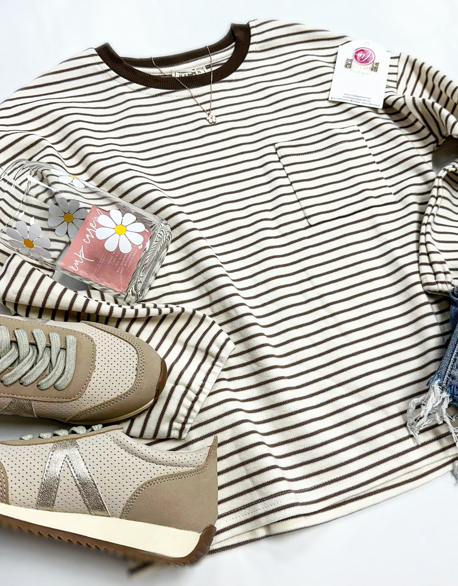 Hayden Jada Top in Brown Stripe