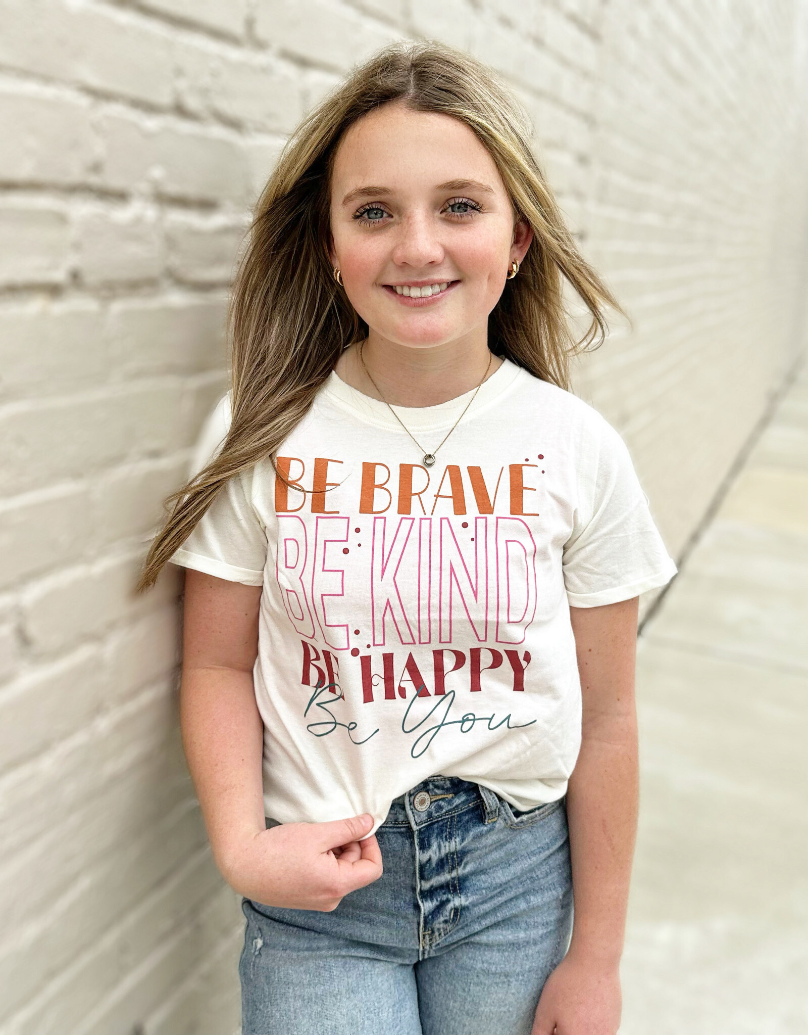 Paper Flower Be Brave Graphic Tee in Cream