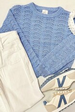 Taylor Crochet Sweater in Blue