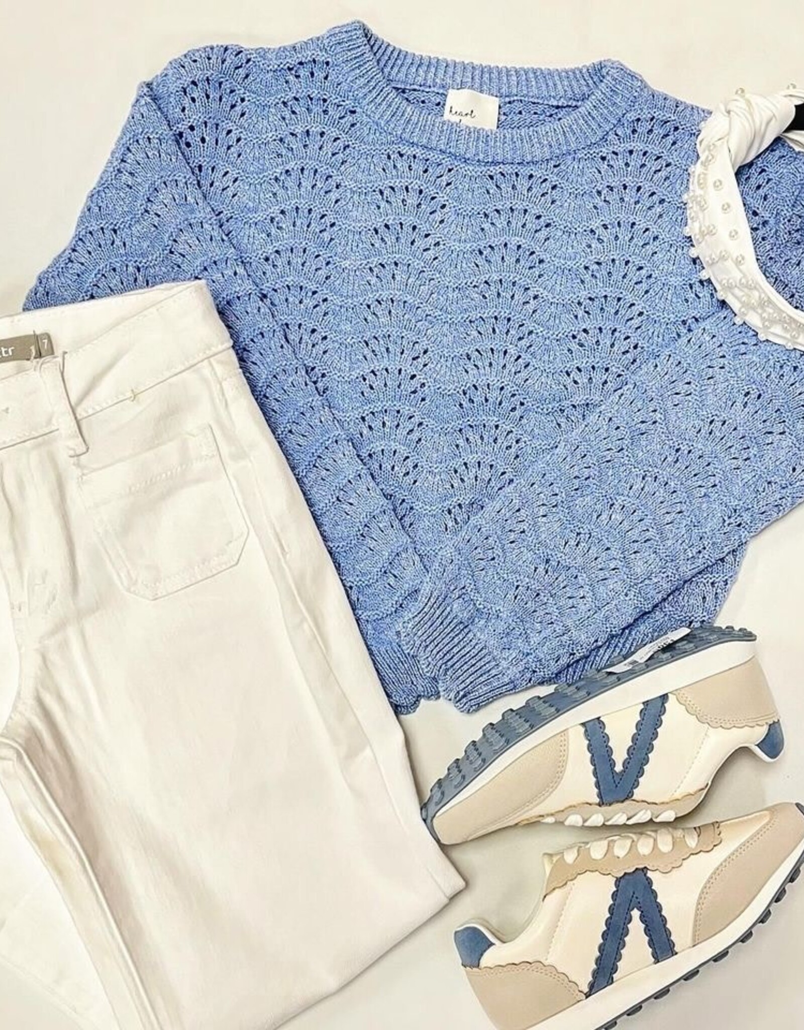 Taylor Crochet Sweater in Blue