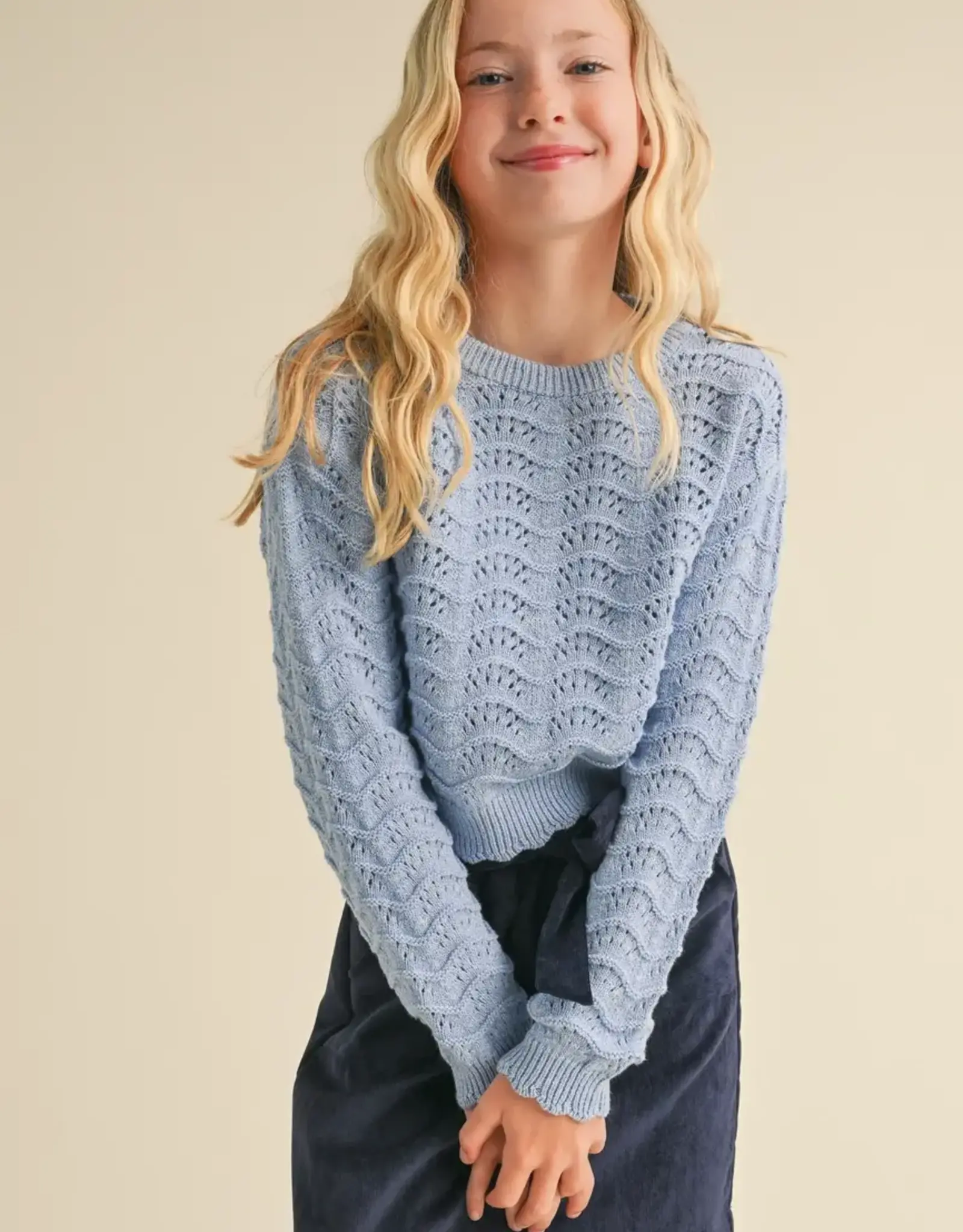 Taylor Crochet Sweater in Blue