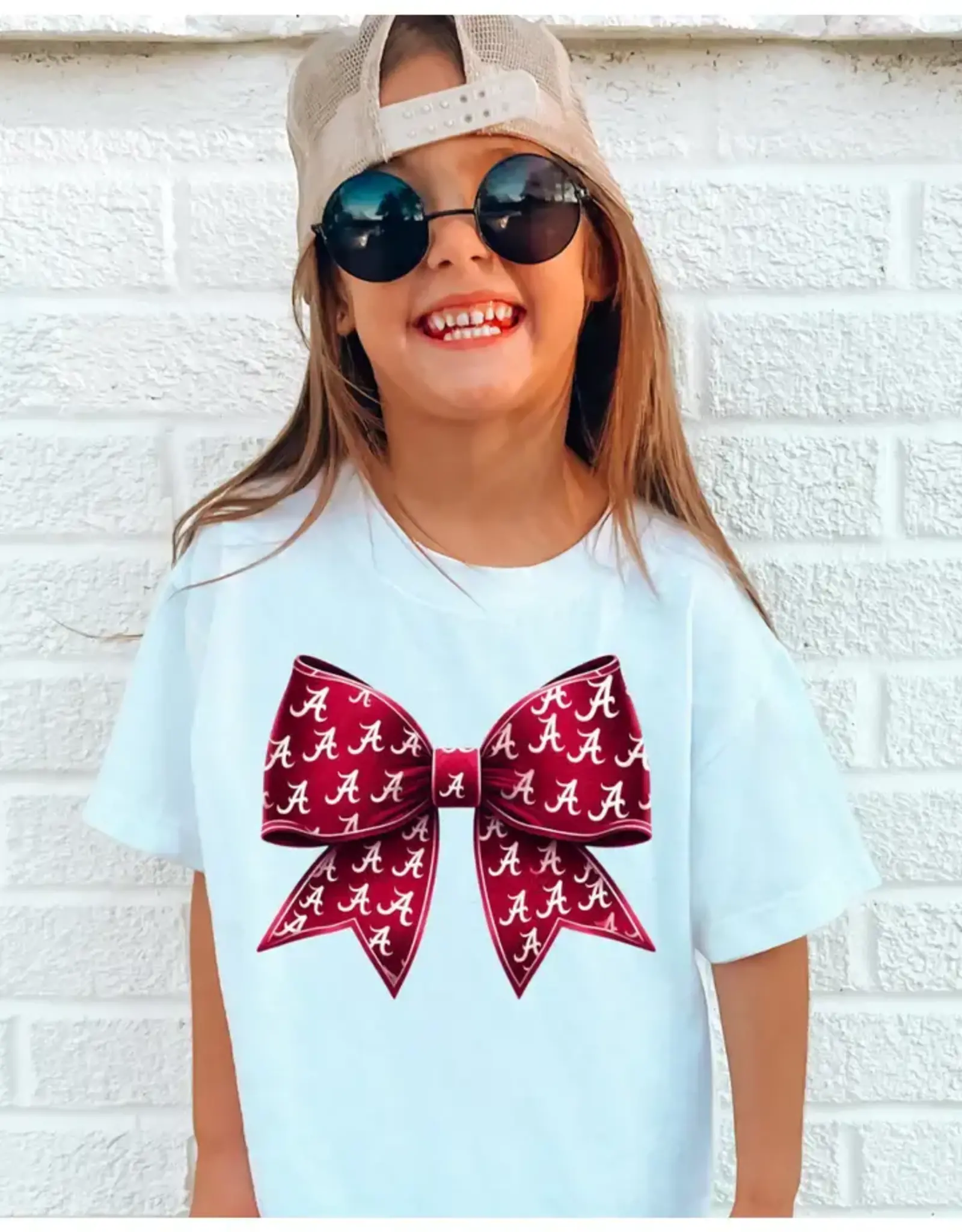 Alabama Croquette Bow Graphic Tee in White