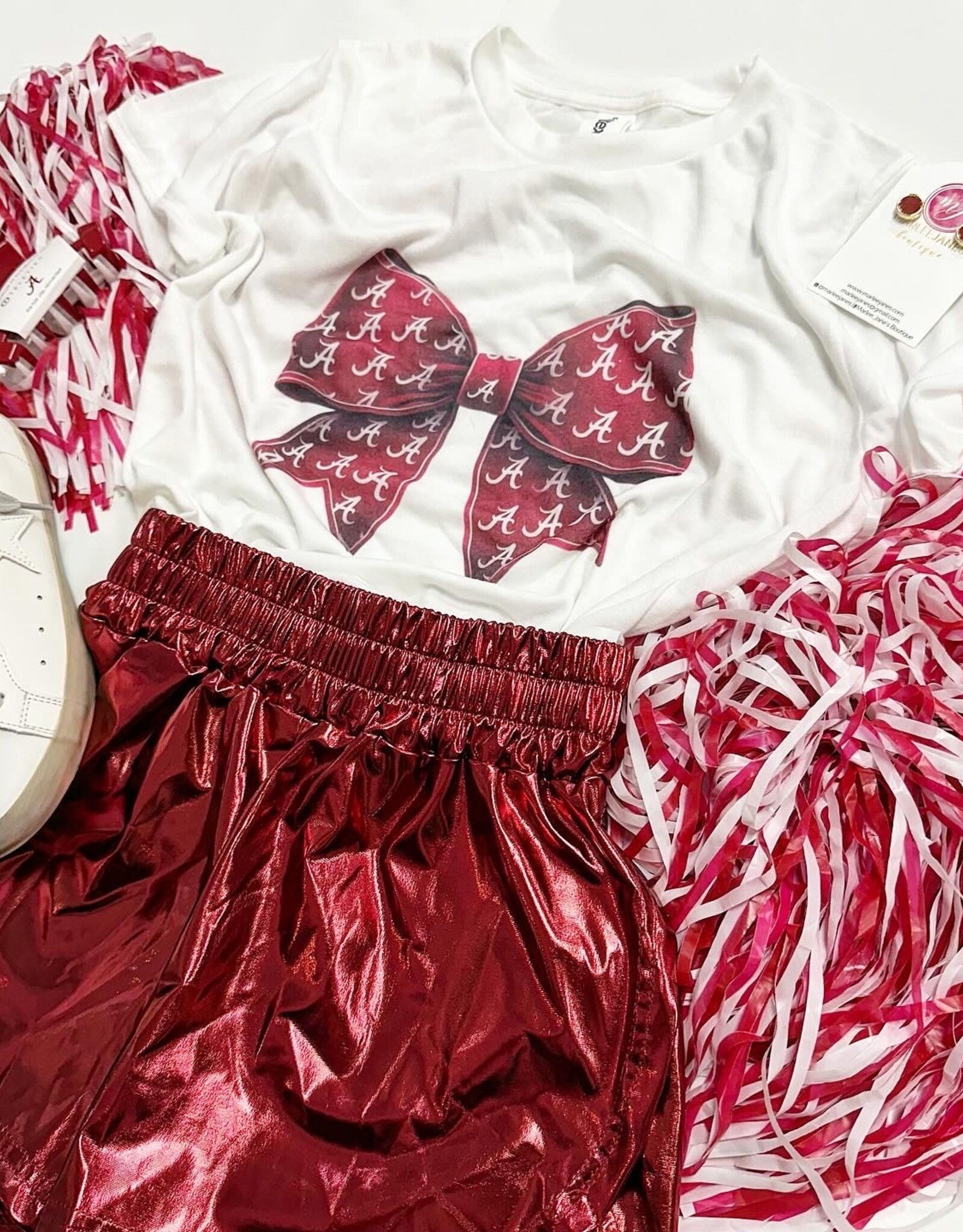 Alabama Croquette Bow Graphic Tee in White