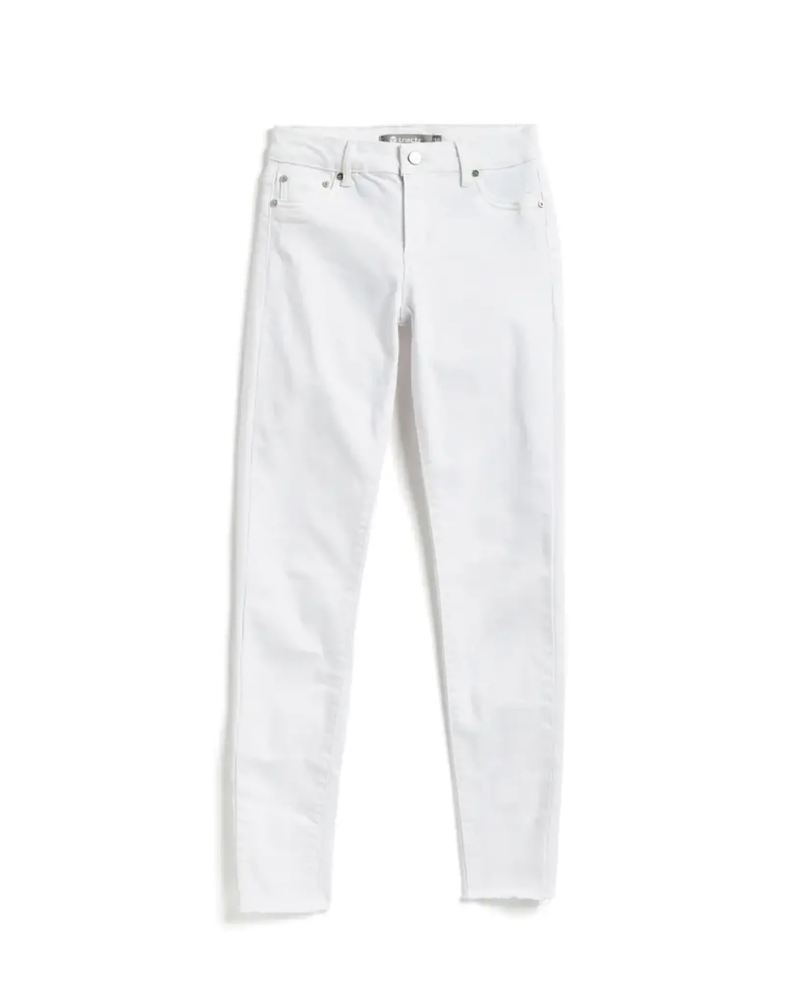 Tractr Diane Mid Rise Basic Skinny in White