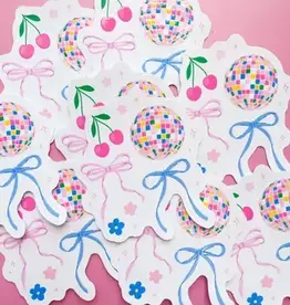 Rock Paper Scissors Disco Balls Bows Sticker