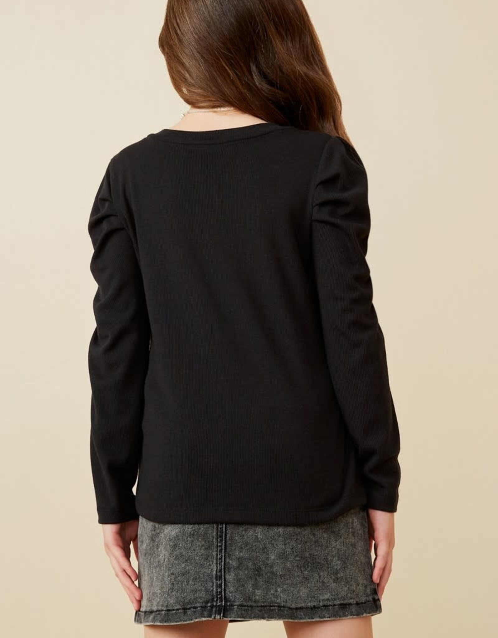 Kristin Puff Sleeve Top in Black