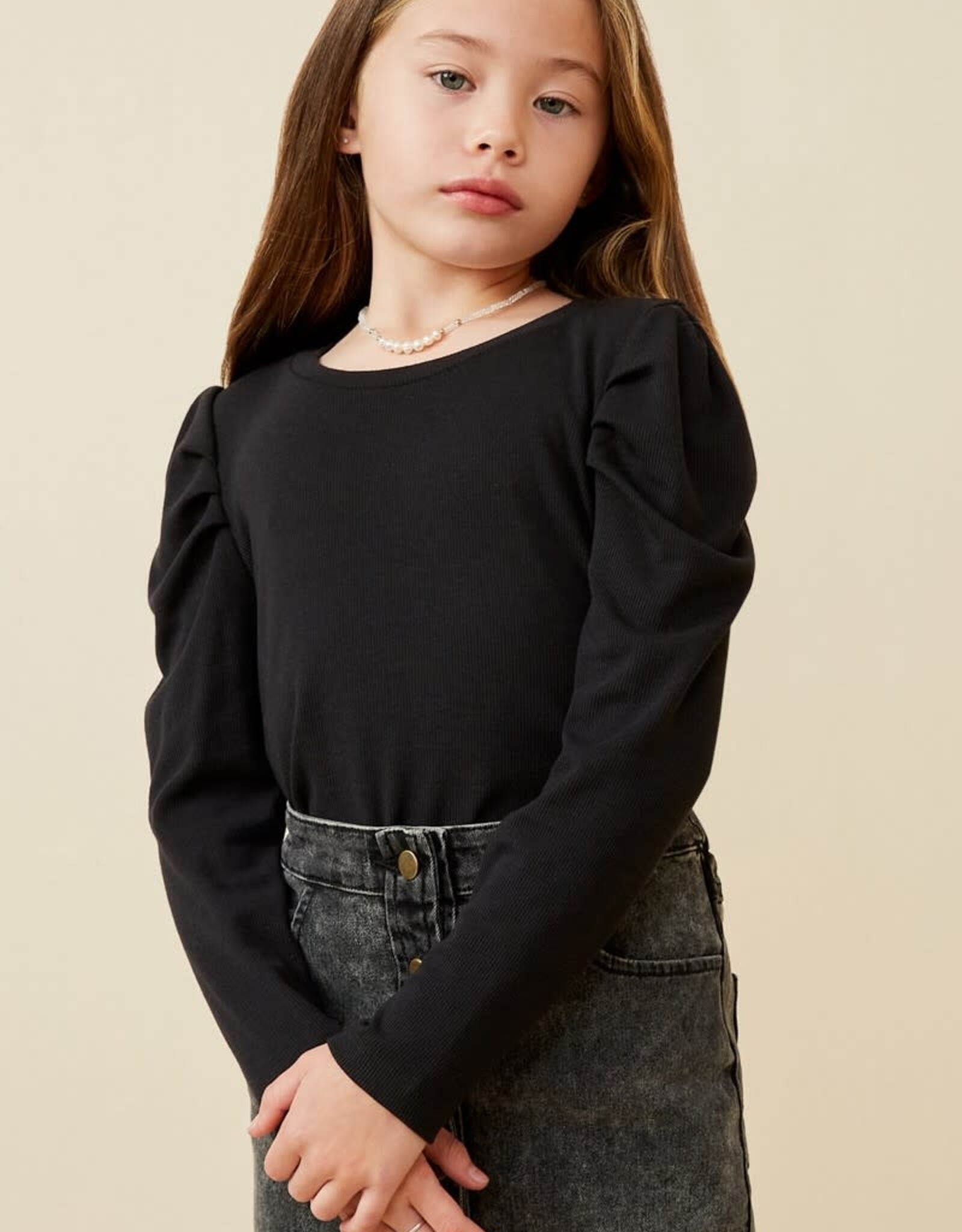 Kristin Puff Sleeve Top in Black