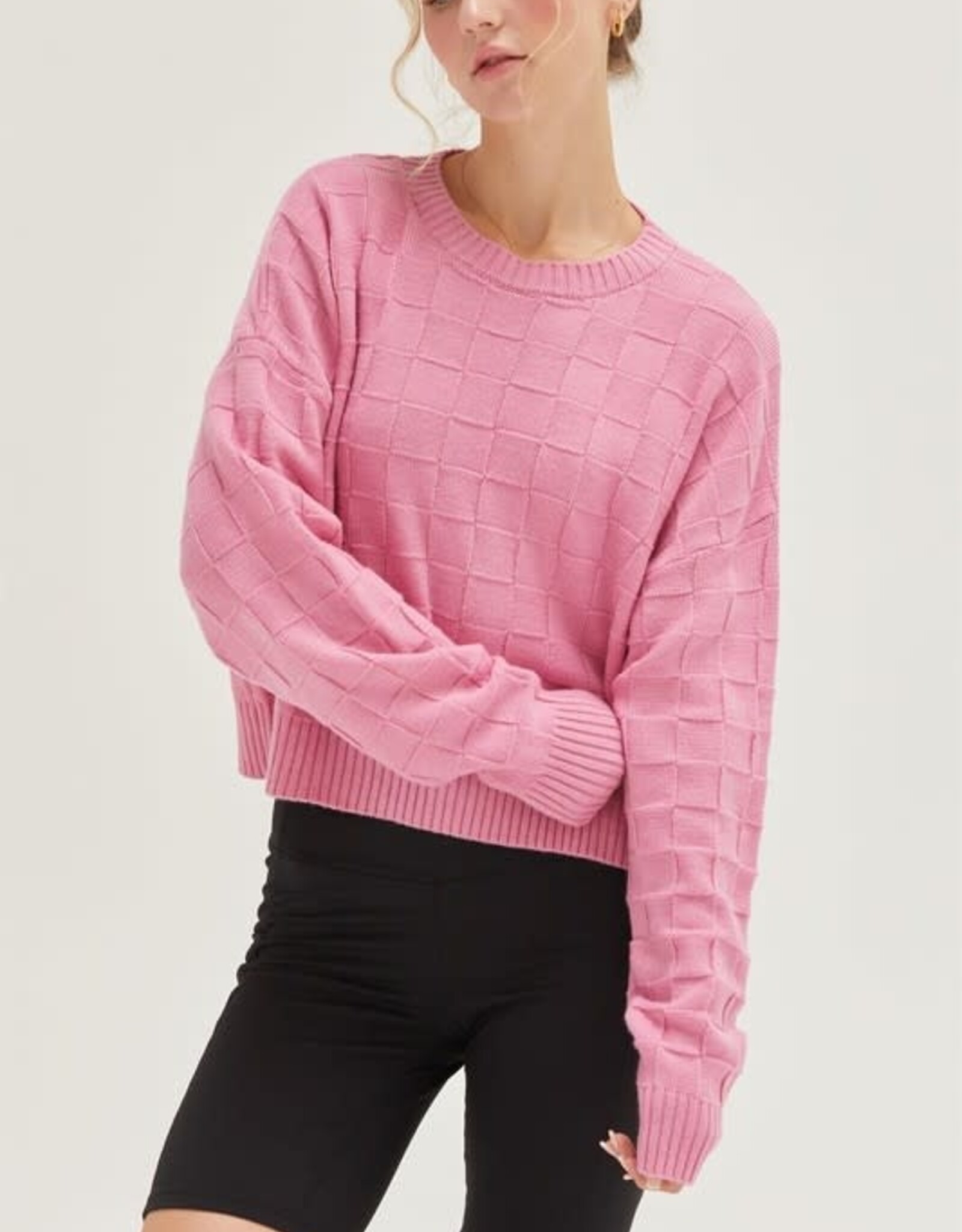 HYFVE Laura Checker Sweater in Pink