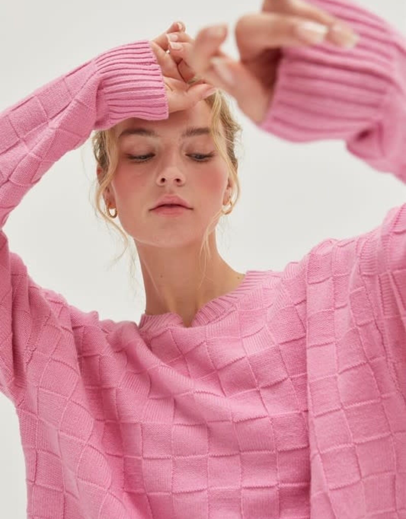 HYFVE Laura Checker Sweater in Pink