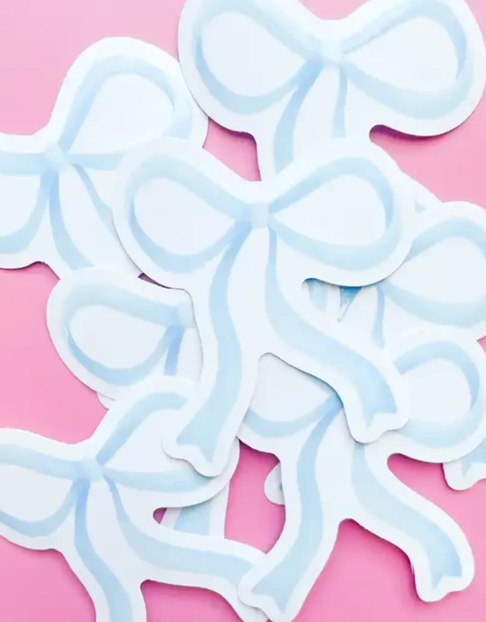 Rock Paper Scissors Watercolor Blue Bow Sticker