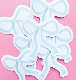 Rock Paper Scissors Watercolor Blue Bow Sticker