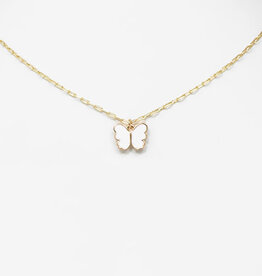 Butterfly Charm Necklace in White