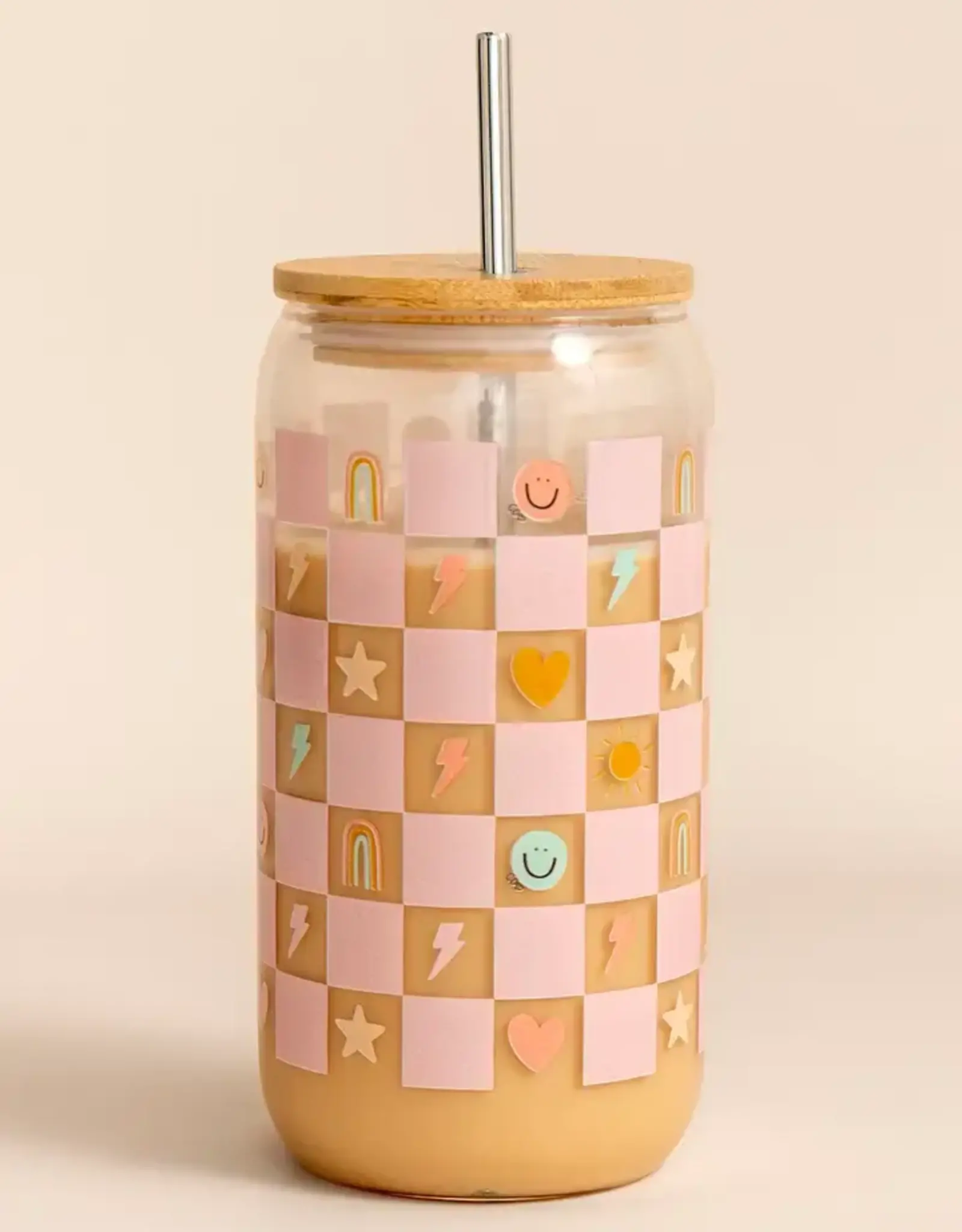 Callie Danielle Checkerboard Icons Glass Can
