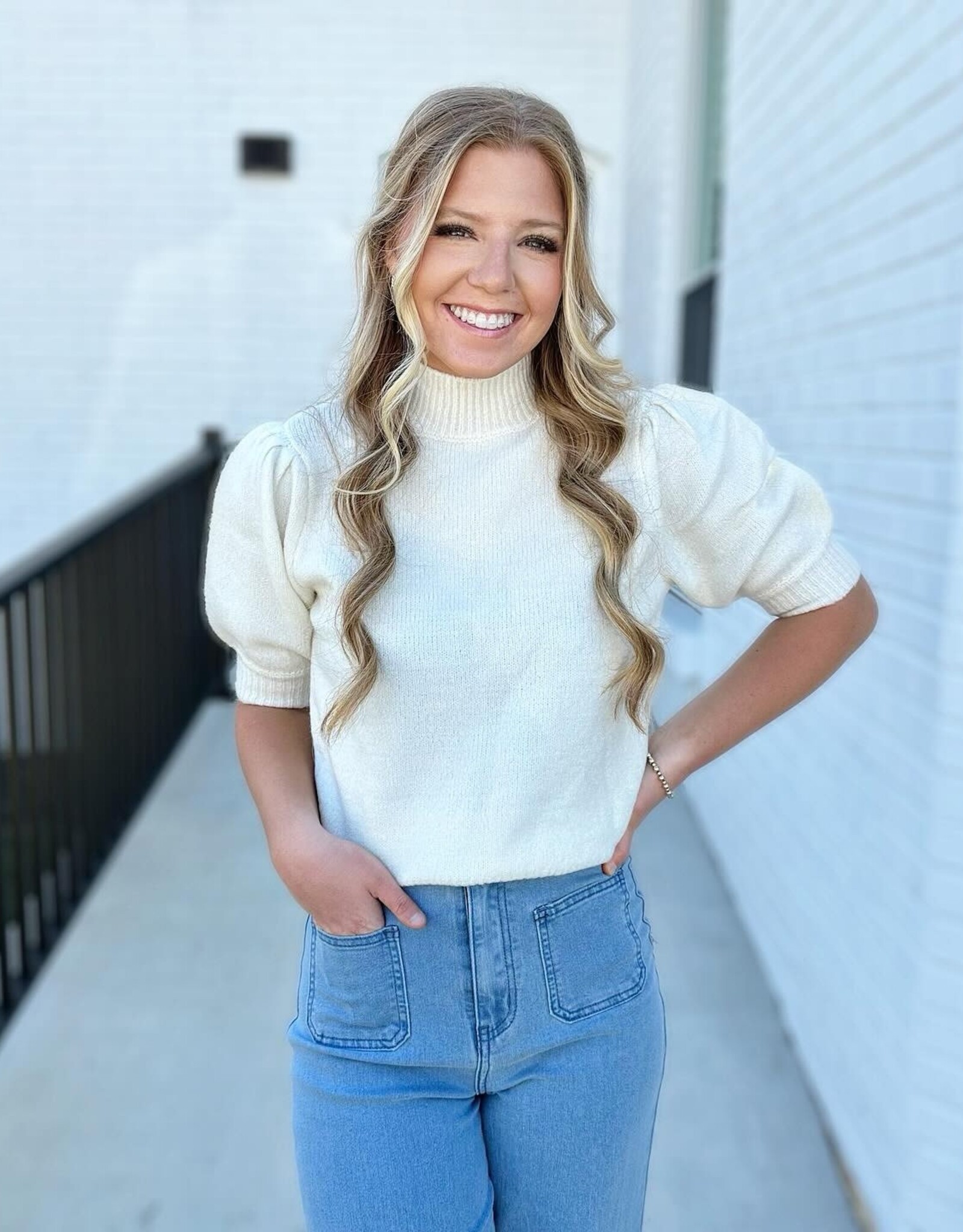 HYFVE Peyton Sweater Top in Cream
