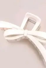 Christmas Bow Matte Claw Clip in White