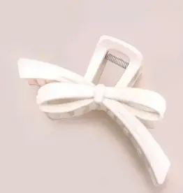 Christmas Bow Matte Claw Clip in White