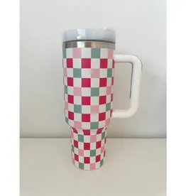 40 oz. Christmas Retro Check Tumbler