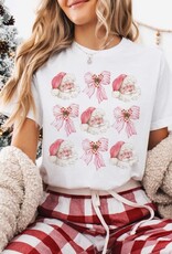 Santa Coquette Bow Christmas Tee in White