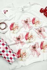 Santa Coquette Bow Christmas Tee in White