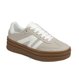 Topping Platform Sneaker in Beige/White