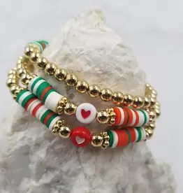 Gold Christmas Heart Bracelet Set of 3