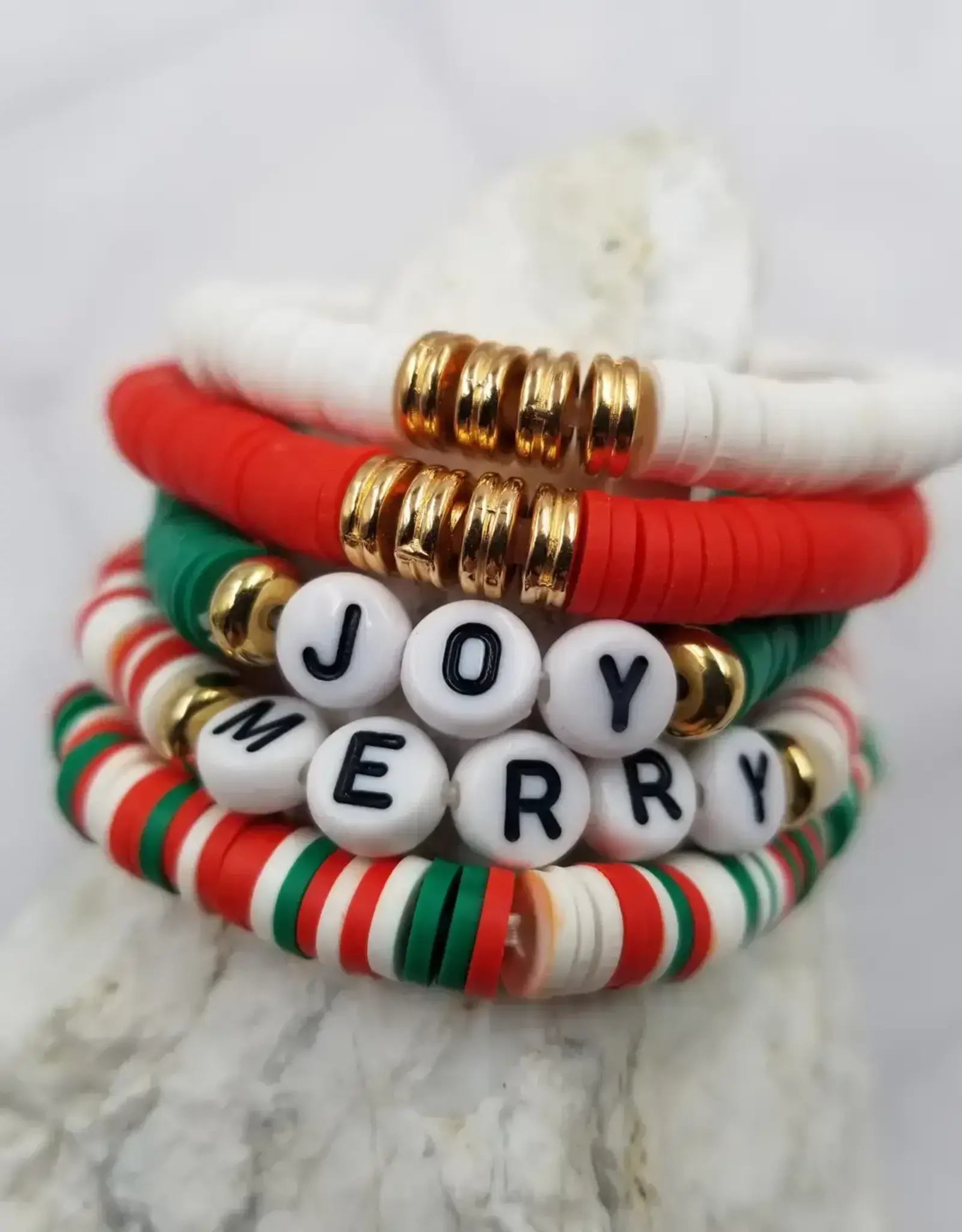 Joy/Merry Christmas Bracelet Set of 5