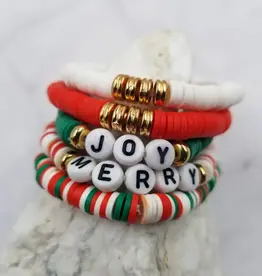 Joy/Merry Christmas Bracelet Set of 5