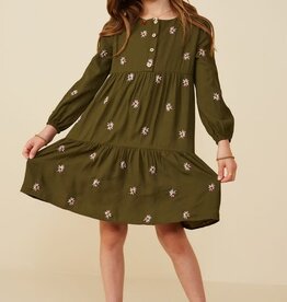 Hayden Jordan Floral Embroidery  Dress in Green