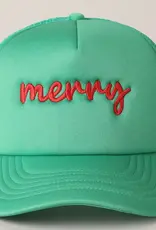 Merry Embroidery  ChristmasTrucker Hat in Green