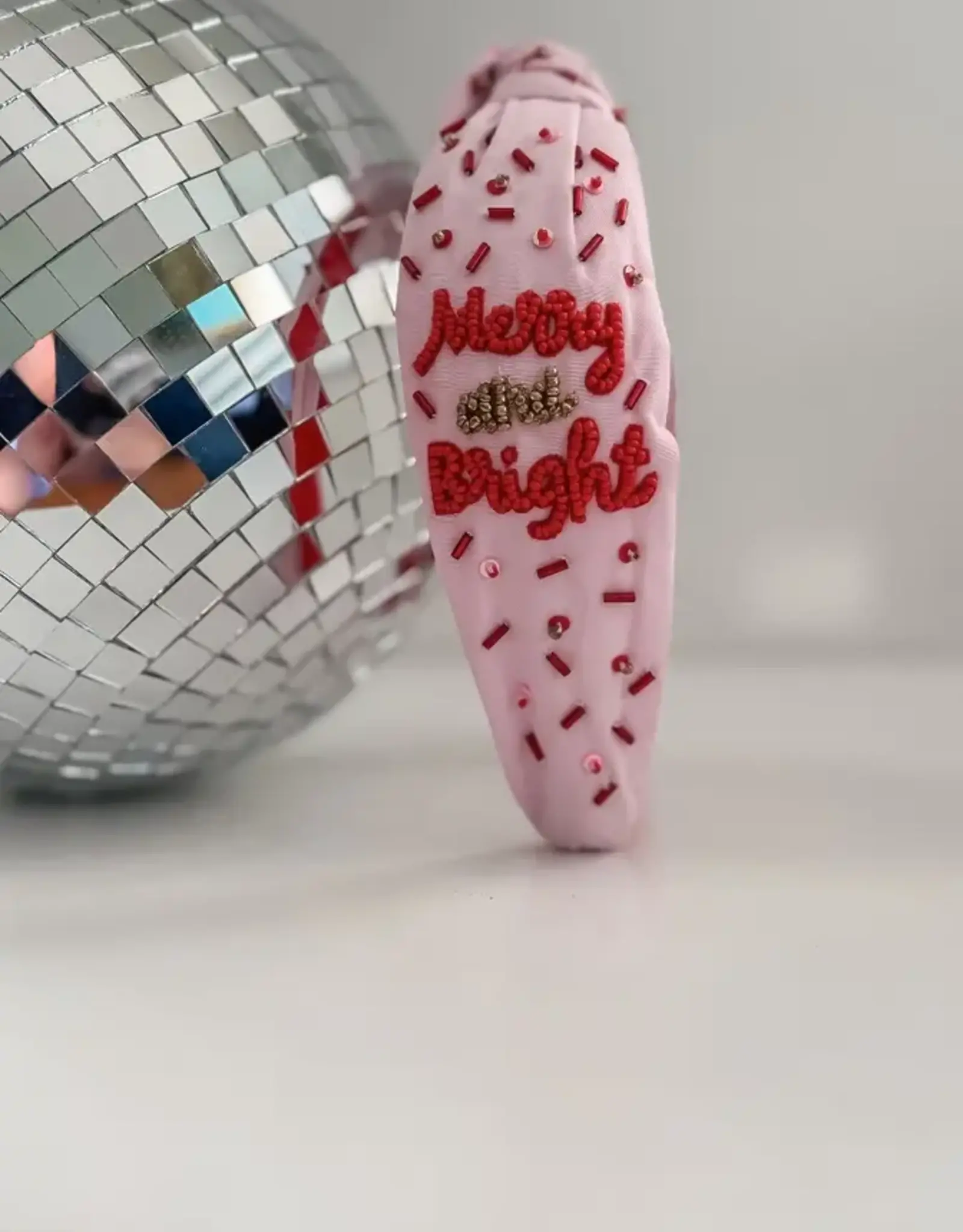 Christmas Merry and Bright Headband in Pink