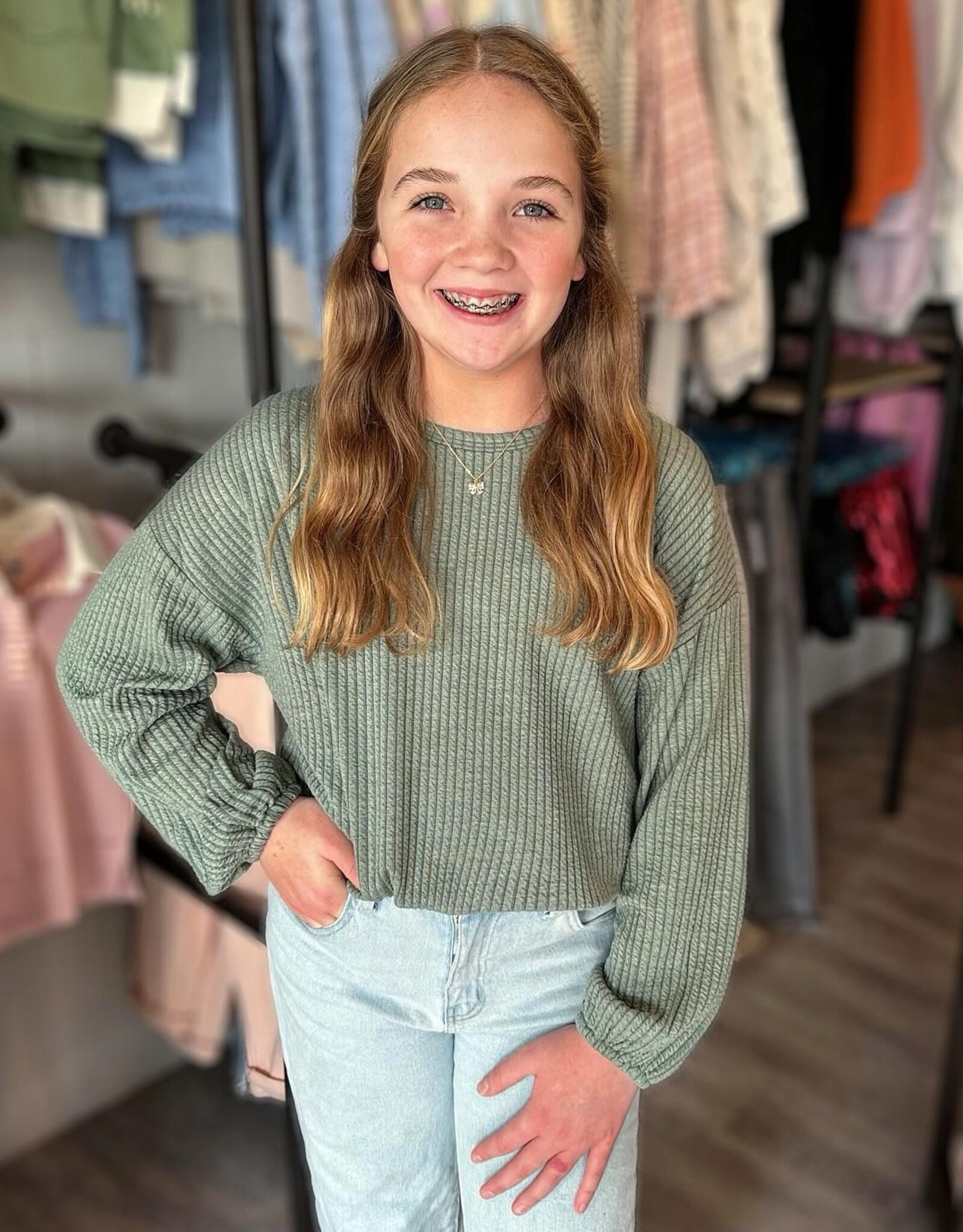 Hayden Emerson Corded Top in Olive