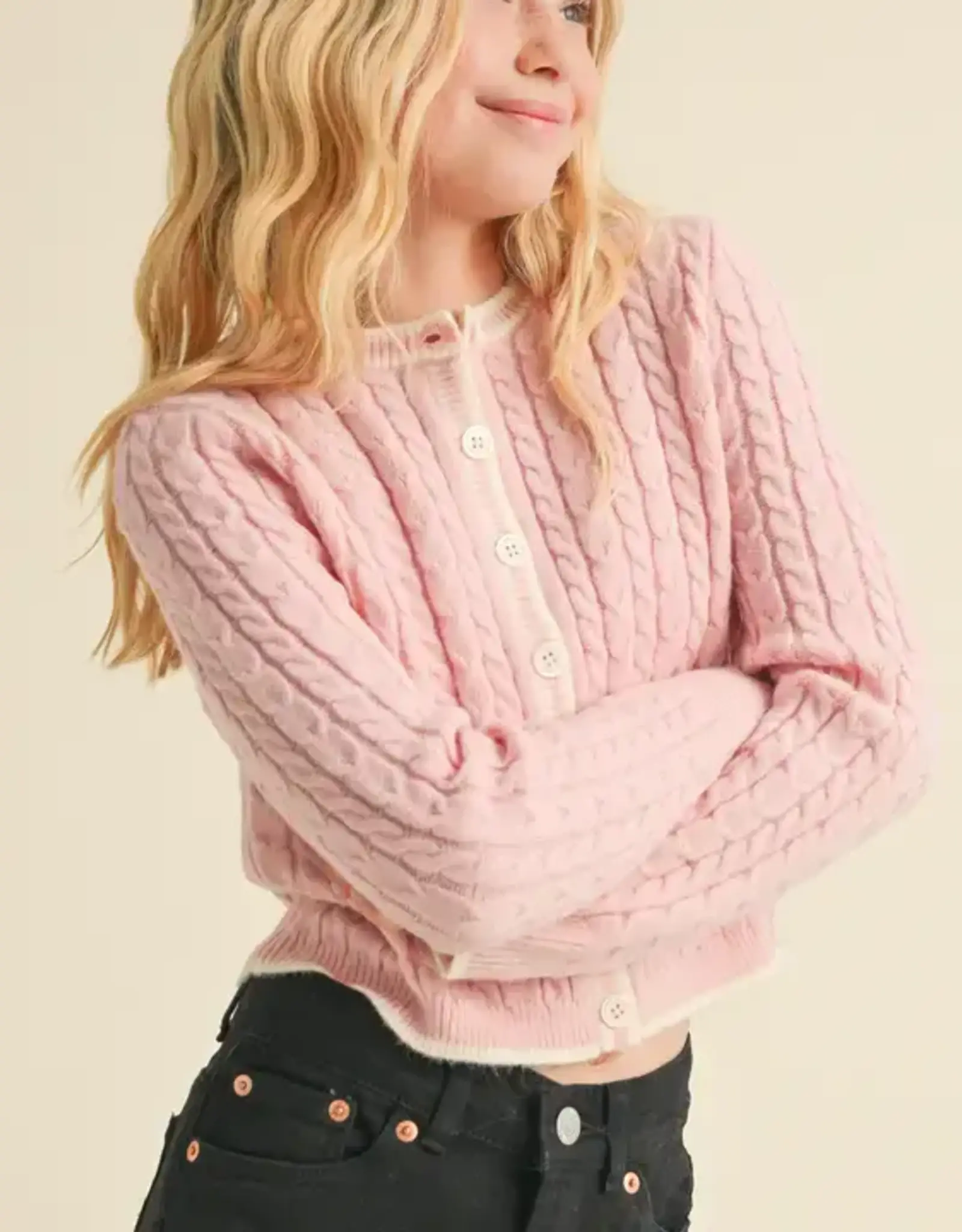 Aubrey Button Cardigan in Pink